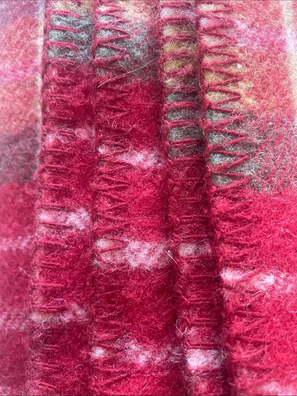 Pottery Barn Red, Green & Yellow Plaid Wool Blanket King/Cal King